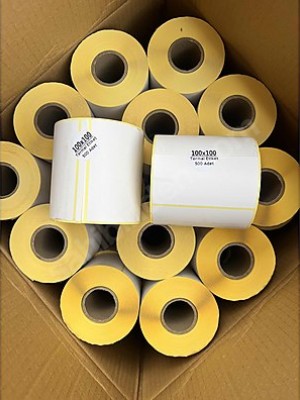 10x10 Termal Etiket 100x100 mm 500’lü Sarım Barkod Etiketi (Rulo)