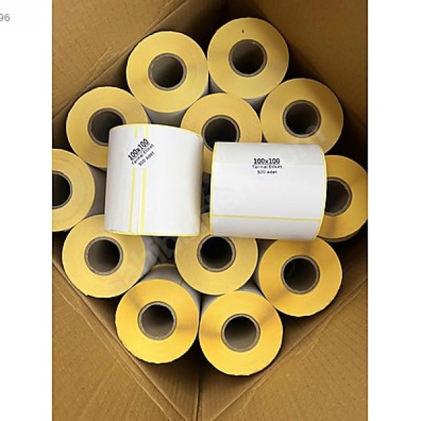 10x10 Termal Etiket 100x100 mm 500’lü Sarım Barkod Etiketi (Rulo)